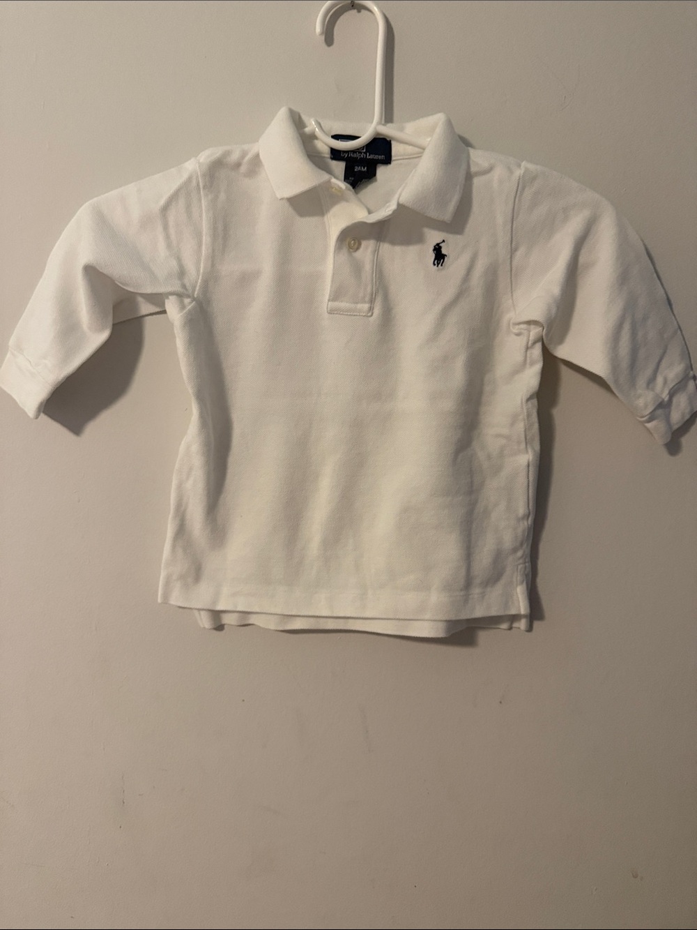 Polo by Ralph Lauren White Long Sleeve Polo with Navy Pony